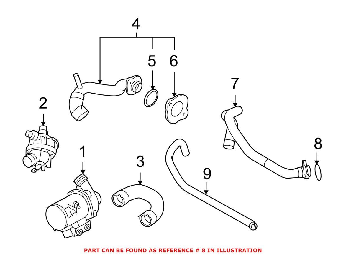 BMW Engine Coolant Hose O-Ring 11537545278